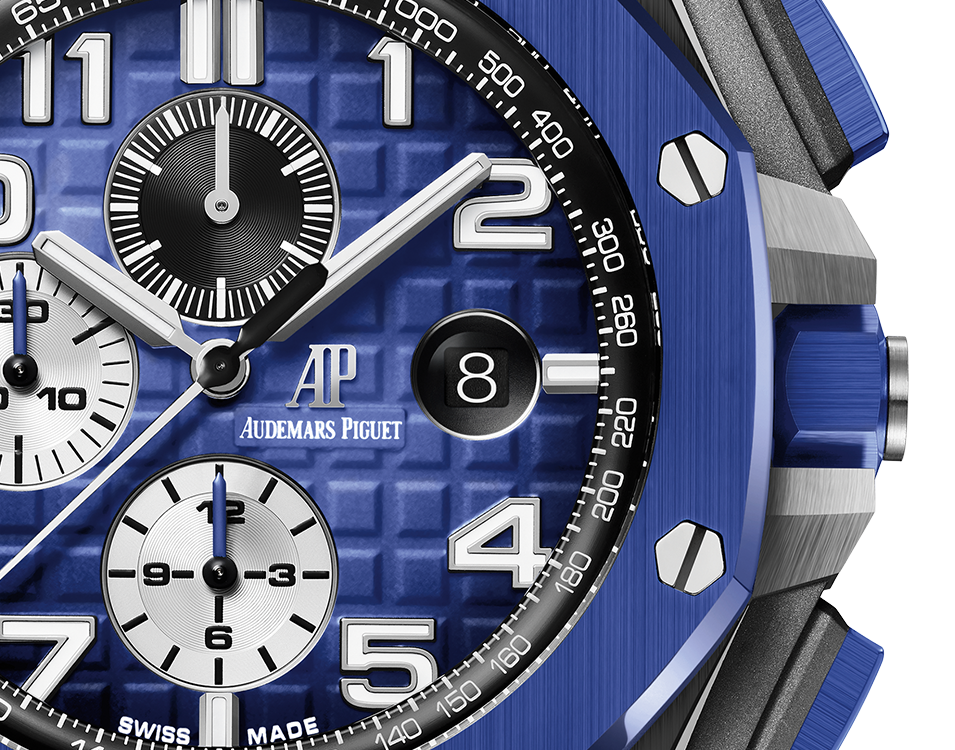 Audemars Piguet Royal Oak Offshore Black Ceramic Selfwinding Chronograph 44 MM - Blue Rubber Strap- Blue Dial - 26405CE.OO.A030CA.01