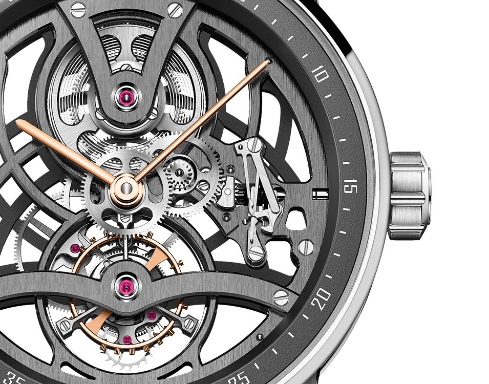 Audemars Piguet Code 11.59 Tourbillon Openworked Pink Case  41 MM - Grey Leather Strap - Skeleton Dial - White Gold Bezel - 26600CR.OO.D009KB.01