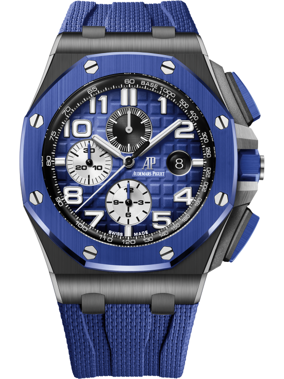 Audemars Piguet Royal Oak Offshore Black Ceramic Selfwinding Chronograph 44 MM - Blue Rubber Strap- Blue Dial - 26405CE.OO.A030CA.01