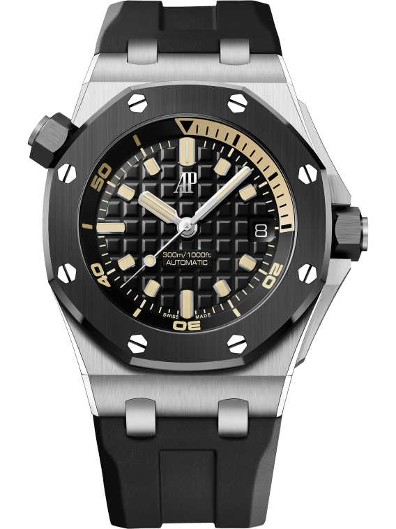 Audemars Piguet Royal Oak Offshore White Gold Diver 42 MM - Black Rubber Strap - Black Dial - 15720CN.OO.A002CA.01