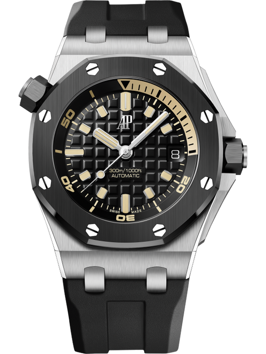 Audemars Piguet Royal Oak Offshore White Gold Diver 42 MM - Black Rubber Strap - Black Dial - 15720CN.OO.A002CA.01