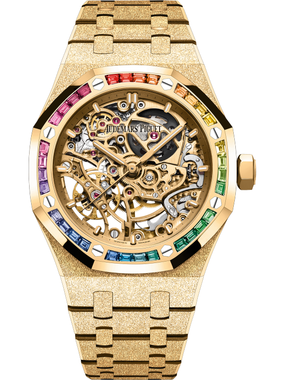 Audemars Piguet Royal Oak Frosted Yellow Gold Double Balance Wheel Openworked 37 MM -  Frosted Yellow Gold Bracelet - Openworked Dial - 15468BA.YG.1259BA.01