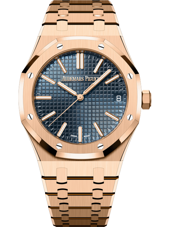 Audemars Piguet Royal Oak Pink Gold Selfwinding 41 MM - Pink Gold Bracelet - Bleu Nuit Dial - 15510OR.OO.1320OR.01