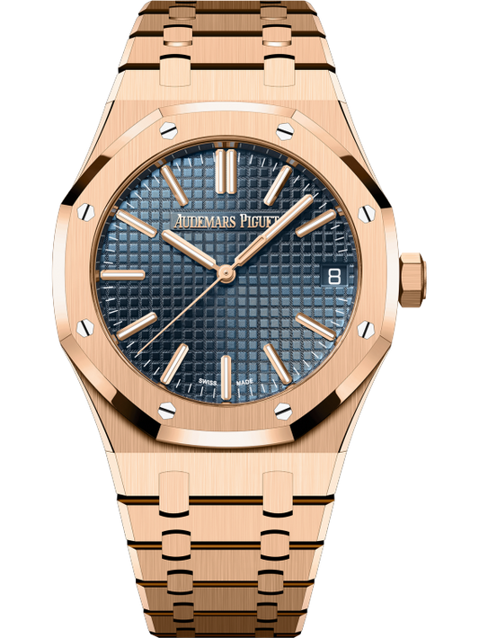 Audemars Piguet Royal Oak Pink Gold Selfwinding 41 MM - Pink Gold Bracelet - Bleu Nuit Dial - 15510OR.OO.1320OR.01