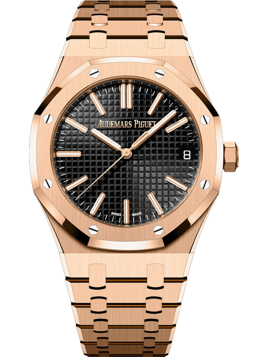 Audemars Piguet Royal Oak Pink Gold Selfwinding 41 MM - Pink Gold Bracelet - Black Dial - 15510OR.OO.1320OR.02