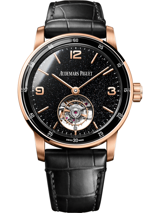 Audemars Piguet Code 11.59 Selfwinding Flying Tourbillon Pink Gold  41 MM - Black Leather Strap - Black Dial - Pink Gold Bezel - 26396OR.OO.D002CR.02