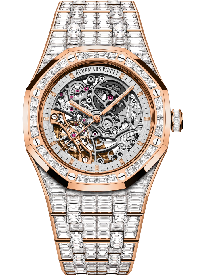 Audemars Piguet Royal Oak Rose Gold Diamond Double Balance Wheel Openworked 41 MM - Rose Gold Diamond Bracelet - Openworked Dial - 15417OR.ZZ.1267OR.01