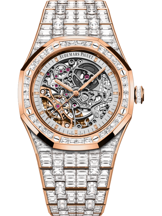 Audemars Piguet Royal Oak Rose Gold Diamond Double Balance Wheel Openworked 41 MM - Rose Gold Diamond Bracelet - Openworked Dial - 15417OR.ZZ.1267OR.01