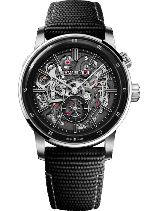 Audemars Piguet Code 11.59 Grande Sonnorie Carillon Supersonnerie Black Ceramic 41 MM - Black Rubber-Coated Strap - Black Skeleton Dial - 26397NB.OO.D002KB.01