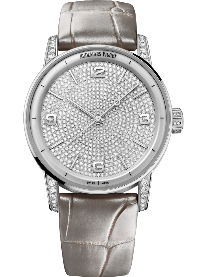 Audemars Piguet Code 11.59 Selfwinding White Diamond Case 41 MM - Grey Leather Strap - White Gold Diamond Dial - White Gold Bezel - 15210BC.ZZ.D128CR.01