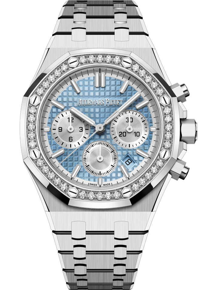 Audemars Piguet Royal Oak Stainless Steel Selfwinding Chronograph 38 MM - Stainless Steel Bracelet - Light Blue Dial - 26715ST.ZZ.1356ST.01