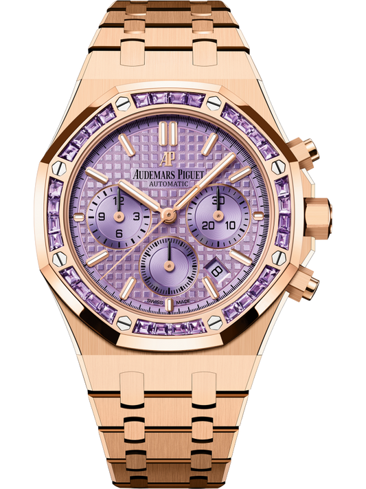 Audemars Piguet Royal Oak Pink Gold Selfwinding Chronograph 38 MM - Pink Gold Bracelet - Purple Dial - Purple Diamond Bezel - 26319OR.AY.1256OR.01