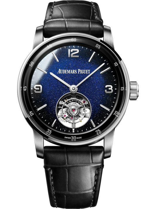 Audemars Piguet Code 11.59 Selfwinding Flying Tourbillon White Gold 41 MM - Black Leather Strap - Blue Dial - White Gold Bezel - 26396BC.OO.D002CR.01