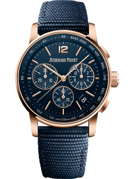 Audemars Piguet Code 11.59 Selfwinding Chronograph Rose Gold 41 MM - Blue Rubber Strap - Blue Lacquered Dial - 26393OR.OO.A027KB.01