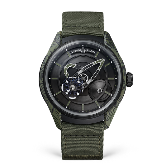 Ulysse Nardin Freak Khaki Green & Black Carbon Case 43 MM -  Khaki Green Fabric Strap - Black Dial - 2303-270-2A-KAKI/0B