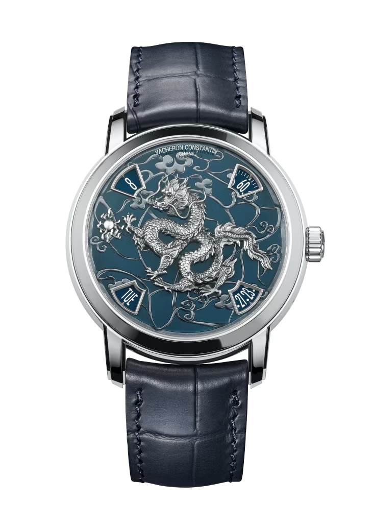 Vacheron Constantin Métiers D' Art Platinum 40 MM - Blue Leather Strap - Dragon Artistic Dial - 86073/000P-B982